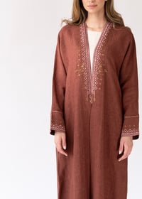 Italian Linen Embroidered Terracotta - Image 2
