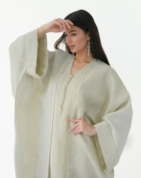 Linen Abaya with Pearl Embroidery  - Image 2