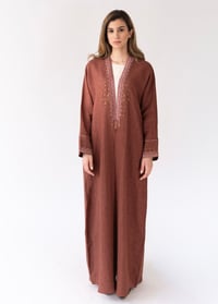 Italian Linen Embroidered Terracotta - Image 3