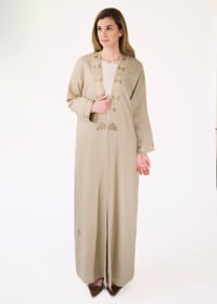 Italian Linen Embroidered Light Olive - Image 4