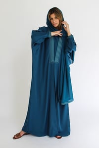 Petrol Embroidered Abaya - Image 3