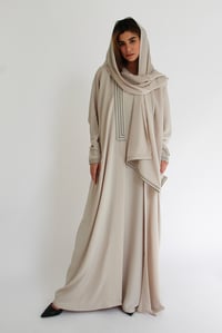 Beige Embroidered Abaya - Image 4