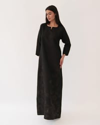Linen Black Brown Embroidered  - Image 1