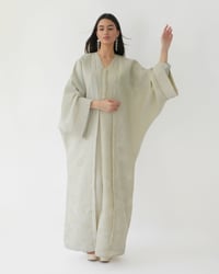 Linen Abaya with Pearl Embroidery  - Image 4