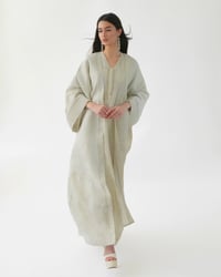 Linen Abaya with Pearl Embroidery  - Image 3
