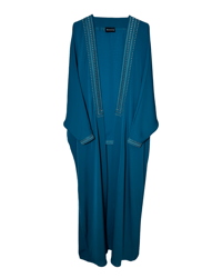 Petrol Embroidered Abaya - Image 5