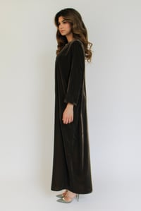 Olive Brown Velvet Dress - Image 4