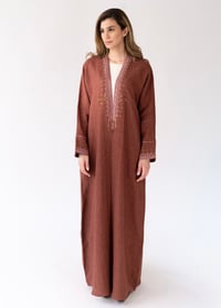 Italian Linen Embroidered Terracotta - Image 5