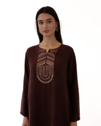 Burgundy Washed Silk Beaded Embroidered  - Image 5