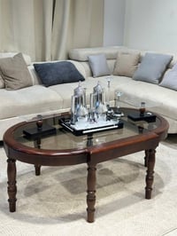 Copy of Copy of طقم طاولات خشب سنديان سطح مرايه 7قطع - صورة 4