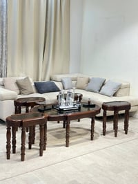 Copy of Copy of طقم طاولات خشب سنديان سطح مرايه 7قطع - صورة 3