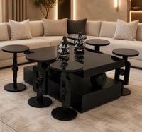  طقم طاولات خشب سنديان سطح مرايه 7قطع - صورة 2