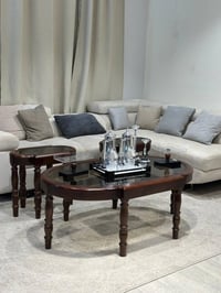 Copy of Copy of طقم طاولات خشب سنديان سطح مرايه 7قطع - صورة 2