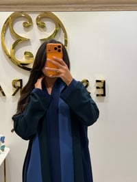 عباية عملية كريب كحلي وسماوي واخضر - صورة 2