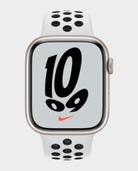 ساعة ابل  Nike Series 7 MKL43 45mm GPS PLUS جراب ألومنيوم Starlight مع حزام Nike الرياضي البلاتيني رقم.926E - صورة 1