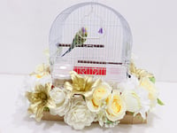 Love bird with cage decorated with colorful artificial flowers.01 - Image 5