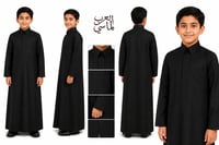 ثوب العرب ولادي وأطفال أسود - قلاب سادة (قماش فاخر) - صورة 5