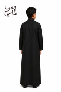 ثوب العرب ولادي وأطفال أسود - قلاب سادة (قماش فاخر) - صورة 3