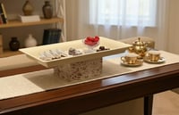  صينية تقديم مستطيلة مرتفعة على الطراز الكلاسيكي   قطعة مركزية تخطف الأنظار! مثالية لعرض الكيك الصغير، الحلويات المتنوعة، أو المقبلات بأسلوب بوفيه راقٍ وارتفاع مميز - صورة 2