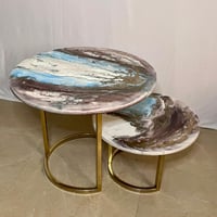 Light Blue & Maroon Center Tables set of 2 - Image 1