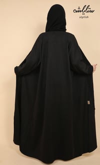 عباية شامواه شتوي كم كويتي صفطه ازرار باللون الاسود - صورة 7