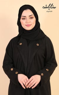 عبايه شامواه شتوي نواعم لف باللون الاسود - صورة 3