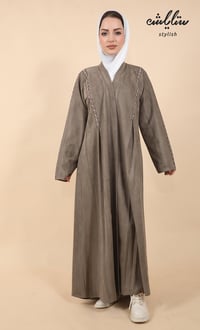 عباية شامواه شتوي لف باللون البيج الغامق - صورة 1