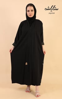 عباية لف كريب باللون الأسود - صورة 1