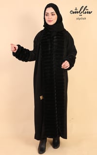 عباية شامواه لف صوف بالامام والكم  باللون الاسود - صورة 2