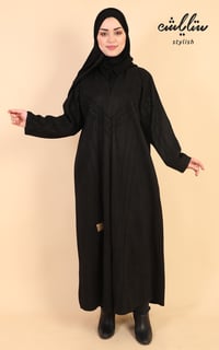 عباية شتوية شامواه لف باللون الاسود  - صورة 2