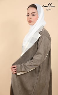 عباية شتوي شامواه لف باللون البيج الغامق - صورة 7