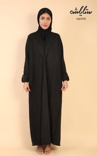 عبايه شامواه شتوي نواعم لف باللون الاسود - صورة 1