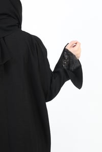 عباية كلاسيك لف مزينة بدانتيل على الأكمام - صورة 8