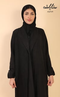 عبايه شامواه شتوي نواعم لف باللون الاسود - صورة 2