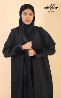 عبايه ملاك شامواه نواعم شتوي لف باللون الكحلي الغامق - صورة 4