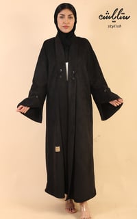 عبايه شامواه شتوي نواعم لف باللون الاسود - صورة 2