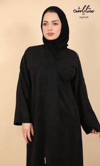 عباية شامواه شتوي لف باللون الاسود - صورة 3