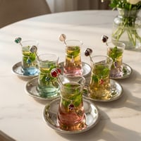  Silver tea set with mix precious stones  - صورة 1
