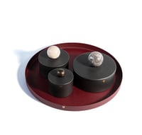 New brass set tray with 4 marble  handle boxes with touch of gold - Image 2