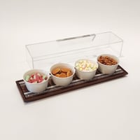 WOOD TRAY W/ CERAMIC BOWLS AND PLEXI COVER (4 BOWLS) - صورة 5