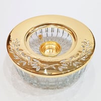 Large Tea Pot Crystal with Turquoise Precious Stone Gold - صورة 3