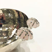 Silver  plated bowl  size 19 with pink precious stones  - صورة 3