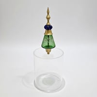علبة ضيافه بمسكه مصنوعه بفن الزجاج المنفوخ لون اخضر قطرها 12 cm - صورة 1