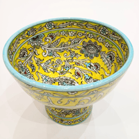 Hand Painted Ceramic Bowl High Yellow - صورة 2