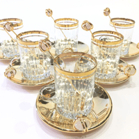 Royal tea set gold with precious white stones - صورة 7