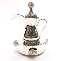 Silver plated Dallah with heater and pink precious stones - صورة 2