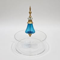 علبة ضيافه بمسكه مصنوعه بفن الزجاج المنفوخ  لون تركواز قطر 20 cm - صورة 1