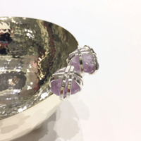 Silver plated bowl size 21cm with purple precious stones - Image 3