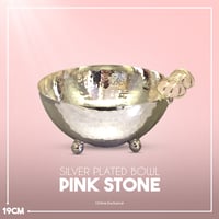 Silver  plated bowl  size 19 with pink precious stones  - صورة 4