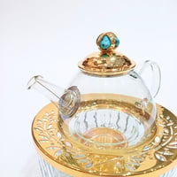 Medium Tea Pot Crystal - Turquoise Precious  Stone Silver - صورة 2